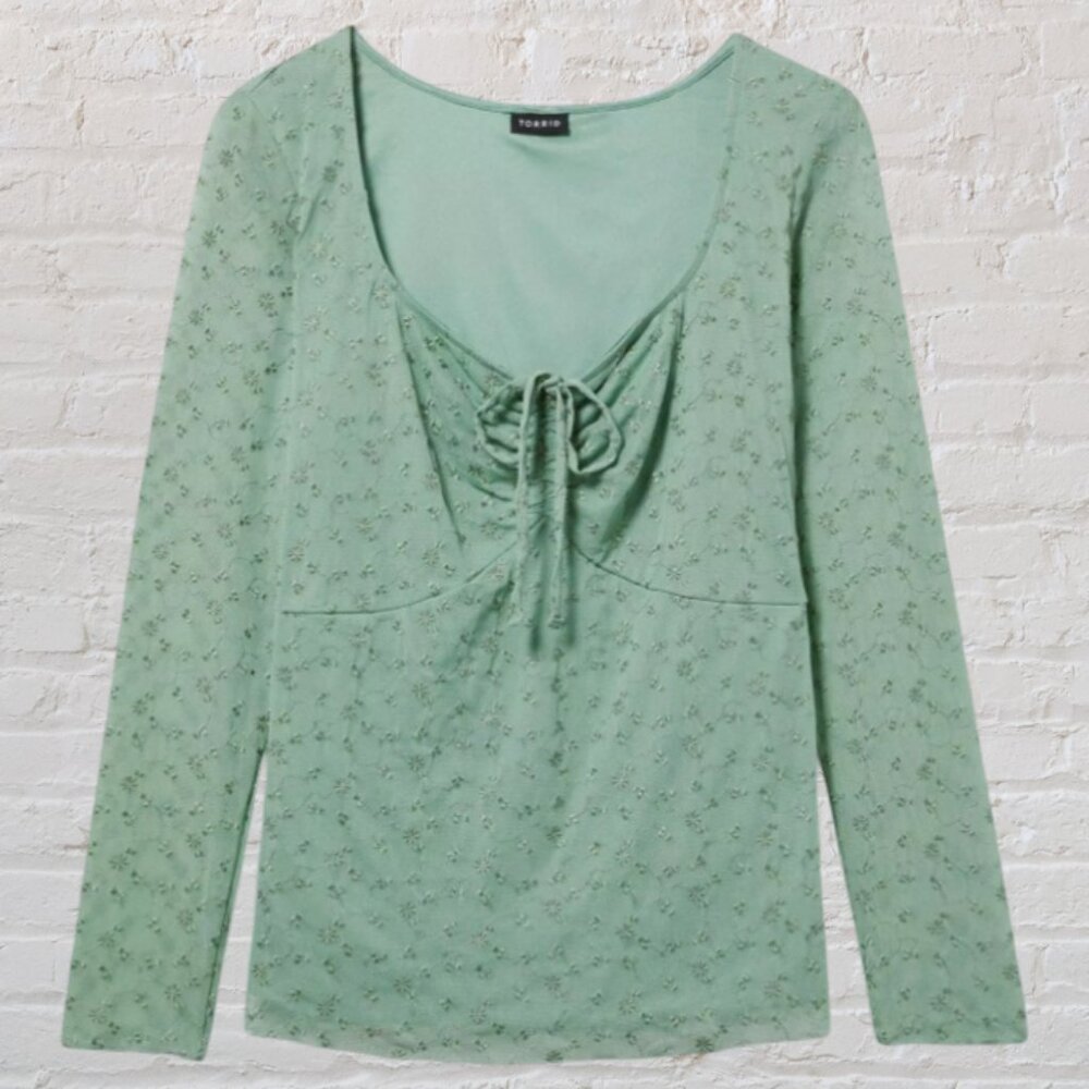 2X TORRID Mesh Tie Front Top (READ DESCRIPTION)